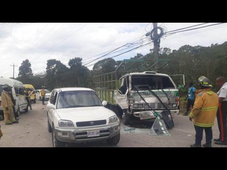 Yesterday’s crash along the Montpelier main road in St James resulted in several persons being injured, five critically. The accident caused gridlock on the busy thoroughfare, which is the primary link between Montego Bay and southern towns such as Cambridge, Black River and Savanna-la-Mar.