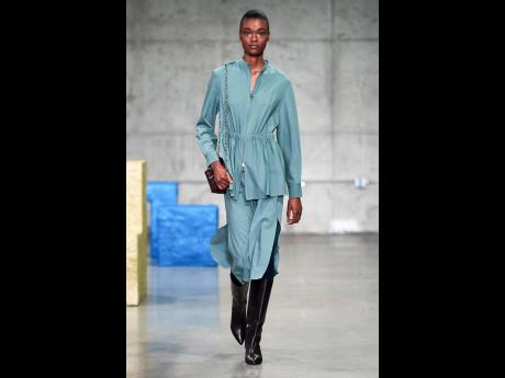Saint star Naki Depass opened Tibi Fall/Winter 2019 show at New York Fashion Week and also closed the show in a separate look.