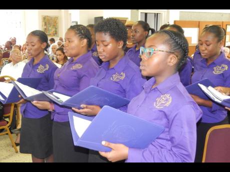 St Hilda's Choir and Alumnae, singing at the rememberance service of former student, Joyce Meeks.