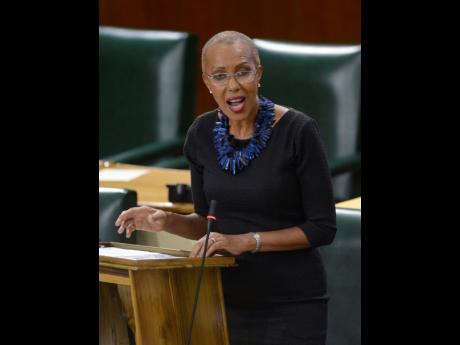 Fayval Williams, minister of science, energy and technology, making her Sectoral Debate presentation in Parliament on Tuesday, May 14.