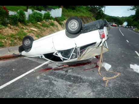 The ill-fated car that crashed in Ferris, Westmoreland, on Thursday. 
