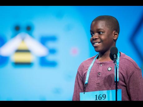 Darian Douglas of Jamaica participates in the final round of the 2019 Scripps National Spelling Bee on May 30 in Oxon Hill, Maryland. The Gleaner’s Children’s Own reigning champion was eliminated yesterday.