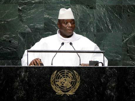 In this September 25, 2014 file photo, Gambia’s President Yahya Jammeh addresses the 69th session of the United Nations General Assembly at the United Nations headquarters. 