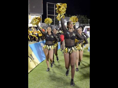 
Cheerleaders excite patrons during a Caribbean Premier League match at Sabina Park.