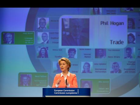 Incoming European Commission President Ursula von der Leyen announces Ireland’s Phil Hogan as candidate for EU Trade Commissioner during a media conference at EU headquarters in Brussels, Tuesday, Sept 10, 2019. 
