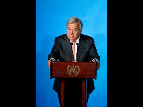 UN Secretary General Antonio Guterres addresses the Climate Action Summit in the United Nations General Assembly yesterday.