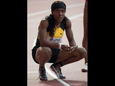 Jonielle Smith moments after competing in the heats of the women’s 100m at the IAAF World Championships in Doha, Qatar, on Sunday. 