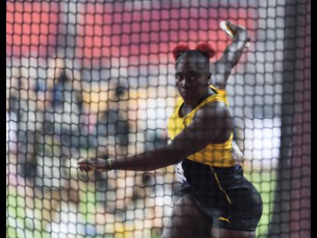 Shanice Love in action during the qualification round of the women’s discus throw at the IAAF World Championships at the Khalifa International Stadium in Doha, Qatar yesterday.