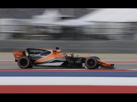 McLaren driver Fernando Alonso of Spain during the second practice session for the Formula One US Grand Prix race at the Circuit of the Americas in Austin, Texas, on Friday, October 20, 2017. 