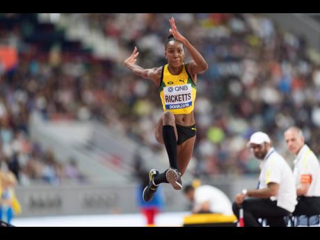 Jamaica’s Shanieka Ricketts competing in the women’s triple jump final at the IAAF World Championships at the Khalifa International Stadium in Doha, Qatar on Saturday, October 5, 2019. Ricketts, the reigning IAAF Diamond League champion in the women’s triple jump, will not be in action at next season’s Diamond League final as the discipline as been removed from that event list.