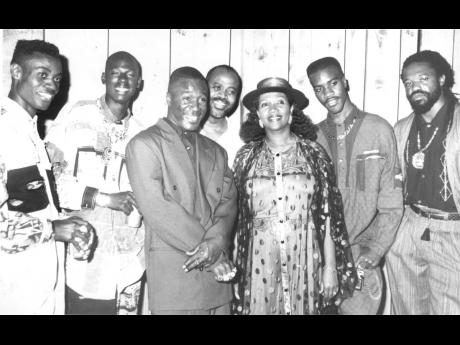 The Penthouse Crew (from left), Wayne Wonder, Buju Banton, Cutty Ranks, Donovan Germaine, Marcia Griffiths, Dave Kelly and Tony Rebel.