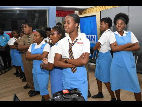 The Ardenne High Choir performing during the launch of the RJRGLEANER/Ardenne High School Mentorship/Internship Programme at Broadcast House on Lyndhurst Road in St Andrew last Wednesday. 