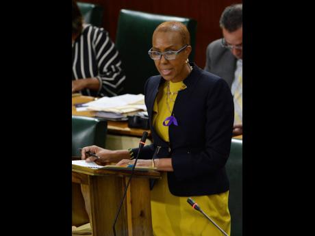 Technology Minister Fayval Williams addressing Parliament yesterday.