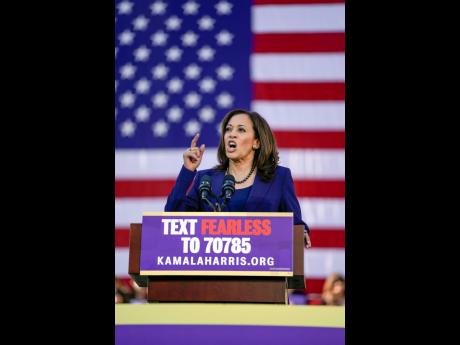 In this January 27, 2019, photo, Democratic Senator Kamala Harris formally launches her presidential campaign at a rally in her hometown of Oakland, California. 