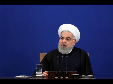 Iran’s President Hassan Rouhani gives a press conference in Tehran, Iran, yesterday.