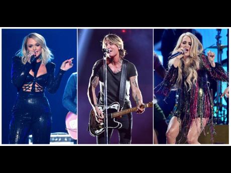 Country music stars, from top, Miranda Lambert, Keith Urban and Carrie Underwood.