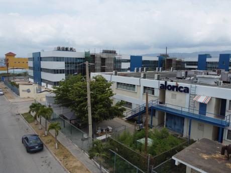 An aerial photograph of the Portmore, St Catherine, branch of Alorica, a business process outsourcing firm which has been the epicentre of mass transmission of the new coronavirus.
