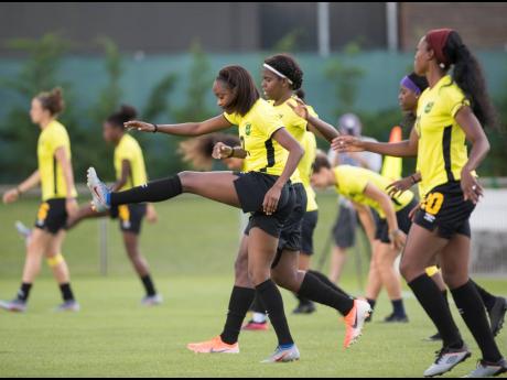 Jamaica’s Reggae Girlz in a training session at Stade Eugene Thenard in Grenoble, France, last June. 