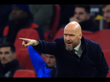 Ajax’s head coach Erik ten Hag shouts directions to his team during a round of 32, second-leg Europa League match against Getafe on February 27 at the Johan Cruyff Arena in Amsterdam, Netherlands. 