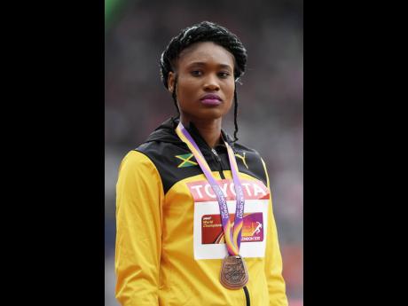 
Ristananna Tracey with the bronze medal she won at the  2017 World Athletics Championships in London. 