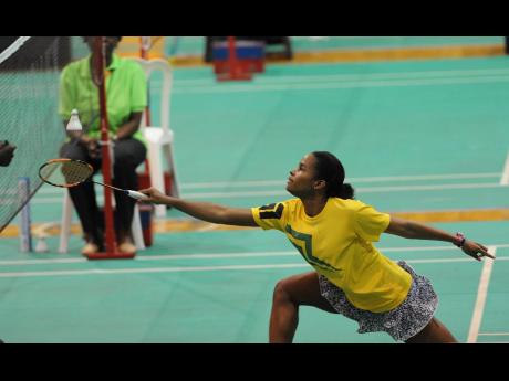 
National player Katherine Wynter in action during the Jamaica International Badminton Tournament at the National Indoor Sports Centre on Thursday, March 2, 2017.