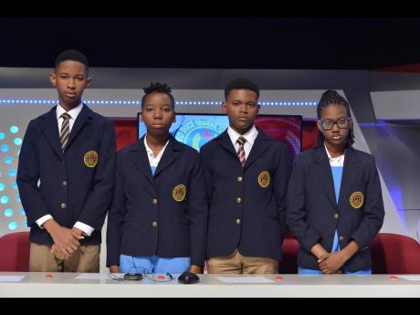 The victorious Ardenne High School quiz team that beat St Jago High in the finals of TVJ’s Schools’ Challenge Quiz on Thursday.  The members of the team are (from left) Kaif Bailey, Chaunte Blackwood, Derice McKenzie and Kelsi Grant (captain).