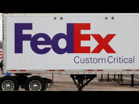 A FedEx logo at a facility in Romulus, Michigan. 
