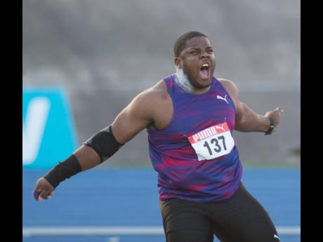 
O’Dayne Richards competes in the shot put event at the JAAA National Senior Championships at the National Stadium on June 23, 2017.
