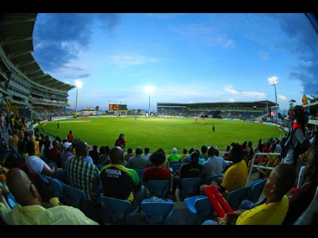 
Fans look on during a Caribbean Premier League match between Jamaica Tallawahs and St Kitts and Nevis Patriots at Sabina Park on August 15, 2018.
