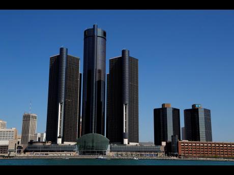 The Renaissance Center, headquarters for General Motors, in Detroit, Michigan. 