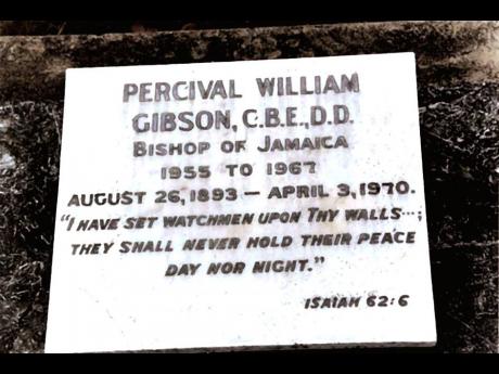 The tombstone of Bishop Gibson bearing his August 26 birthday.