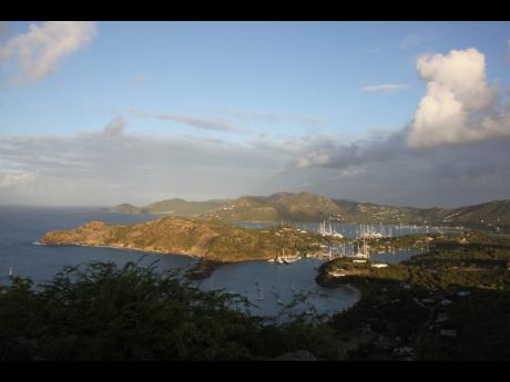 
Panoramic view of English Harbour from Shirley Heights in Antigua.