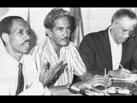 In this 1990 file photo, (from left) then president of the Press Association of Jamaica (PAJ), Franklin McKnight; chairman of the PAJ Education Committee, Wenty Bowen; and Billy Hall, second vice-president of the PAJ as seen at a forum. Wenty Bowen passed 