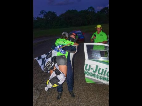 Watching her son, Fraser winning the Driver Championship was too much for Stephanie McConnell as she celebrates with husband/father Peter.