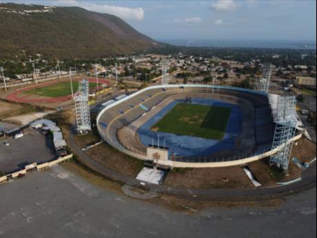 An aerial view of the National Stadium at Independence Park in Kingston.
