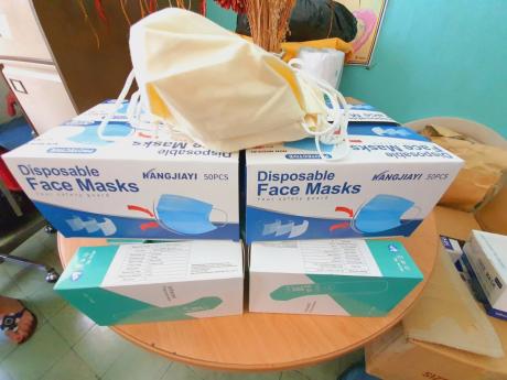 The donation from SUFJ included fabric and disposable face masks. 