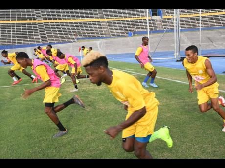 Several Waterhouse players go thorugh their paces during a training session at the National Stadium on August 21, 2019. 