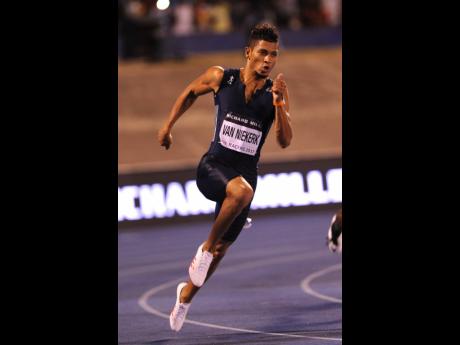 South Africa’s Wayde van Niekerk in action in the men’s 200m sprint at the 2017 Racers Grand Prix meet at the National Stadium in Kingston.