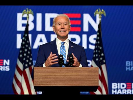 Democratic presidential candidate Joe Biden speaks Wednesday in Wilmington, Delaware. Crucial battleground wins appear to show a clearer path to a Biden presidency.