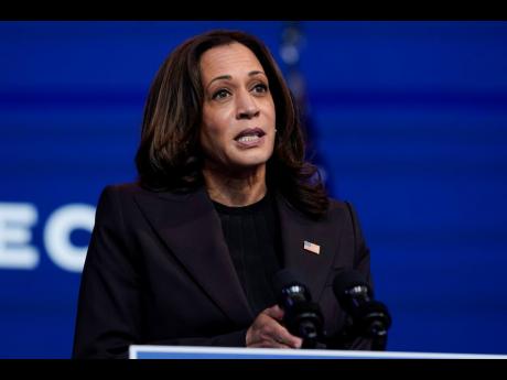 Vice President-elect Kamala Harris speaks at a press conference at The Queen theatre in Wilmington, Delaware, on Tuesday. 