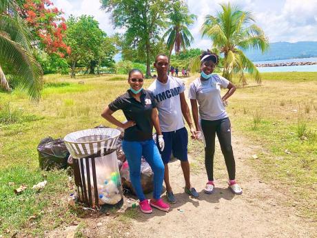Contributed PHOTOS
From left: Saneisha Parsons, Martyne Monthrope and a beach goer who participated in the cleanup of Old Hospital Park Beach in Montego Bay, St James.