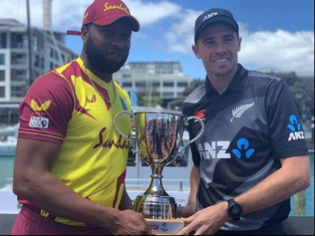 West Indies and New Zealand Twenty20 International captains Kieron Pollard (left) and Tim Southee.