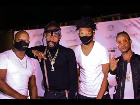 From left: East Empire drummer Randevon ‘Randy’ Patrick, Hapilos’ featured dancehall act Munga Honorable, keyboardist Davian ‘Burkey’ Burke,, and up-and-coming entertainer and backup vocalist Natural Flamez. 