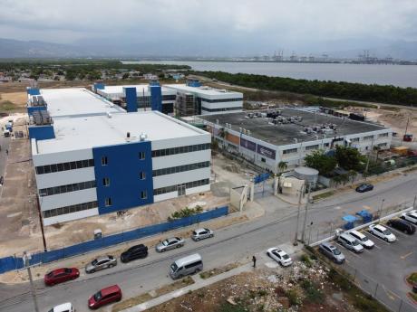An aerial photograph of the Portmore, St Catherine branch of Alorica, a business process outsourcing organisation, which recorded its first case of COVID-19 on April 10, 2020. The numbers later increased to 236. 