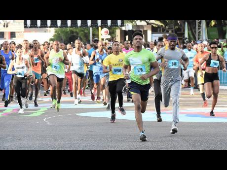 Patrons at the start of last year’s Sagicor Sigma Corporate Run in New Kingston on Sunday, February 16, 2020.