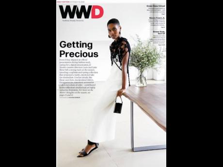 Martinican model Aurelie Giraud was lensed by Giovanni Giannoni for the digital cover of the global fashion industry bible WWD in October wearing selected pieces from the Jil Sander Spring/Summer 2021 collection.