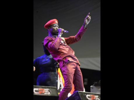 Bobi Wine performing at Rebel Salute 2019.