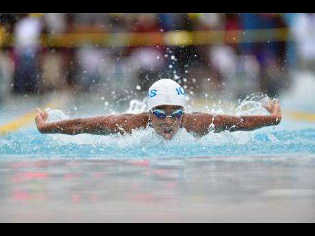 Swimmer Zaneta Alvaranga in action at the National Acquatic Centre on Friday, April 5, 2019.