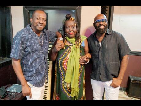 Good Samaritan entertainers Little Lenny (left) and Richie Stephens flank rediscovered songbird Yvonne Sterling.