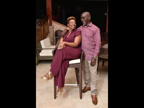 Andrea Lowe-Garwood and husband Jeffrey Garwood in happier times. The 50-year-old widow was gunned down during a church service in Falmouth, Trelawny, on Sunday. Mr Garwood died in traffic crash in 2020. 